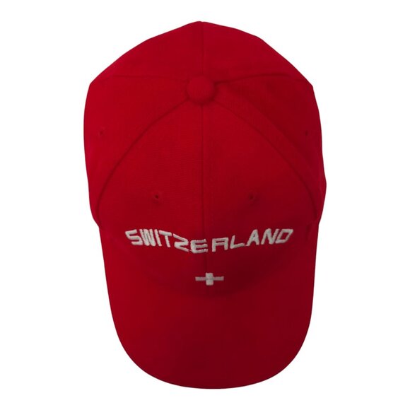Switzerland Logo Strap Back Cap Spell Out Embroidered Hat Red DK Doerig Kreier - Picture 5 of 15